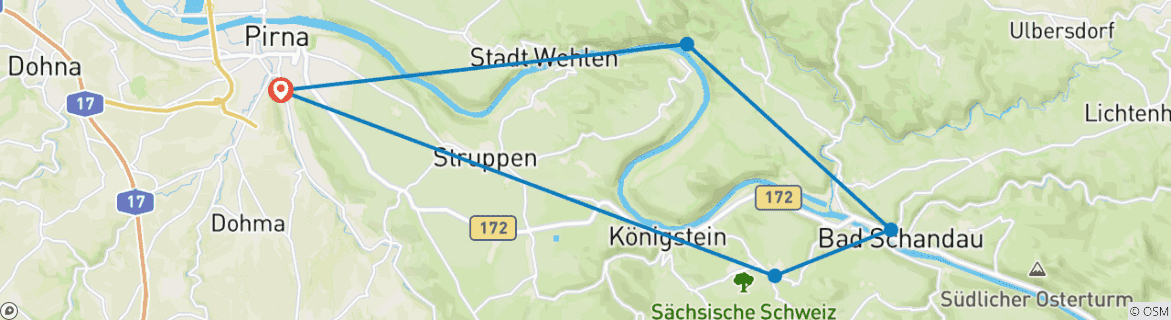 Image d'une carte montrant l'itinéraire du circuit