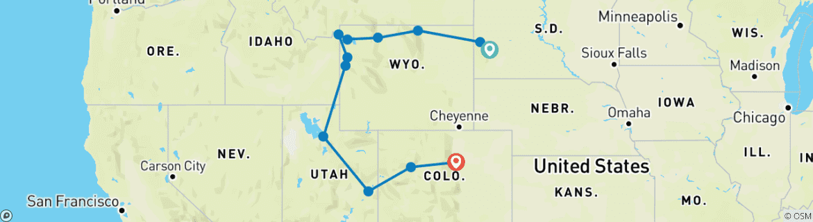 Karte mit der Reiseroute