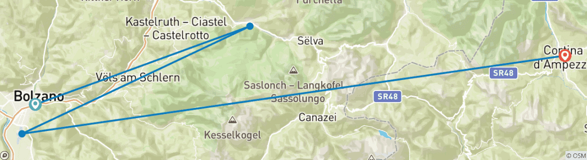 Image d'une carte montrant l'itinéraire du circuit