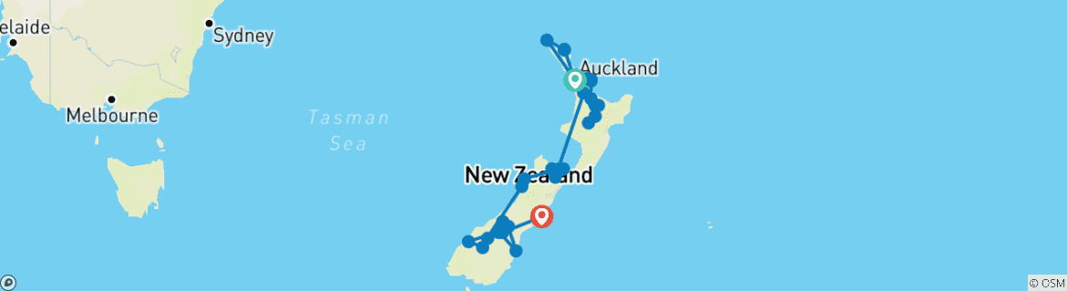 Karte von Auf zwei und vier Rädern durch Mittelerde (47 Destinationen)