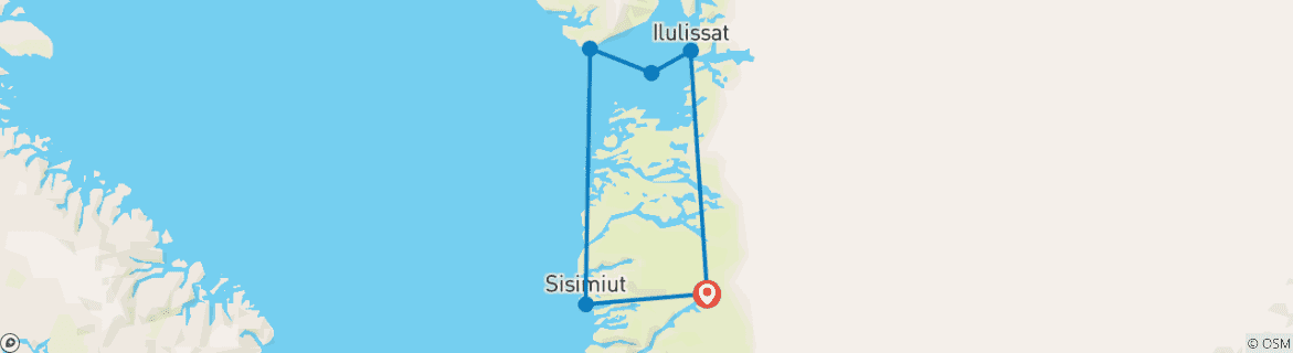 Image d'une carte montrant l'itinéraire du circuit