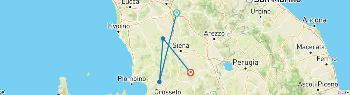 Mapa de Presupuesto Florencia y Toscana - 3 días