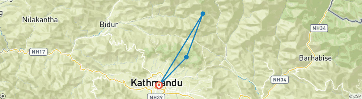 Karte mit der Reiseroute