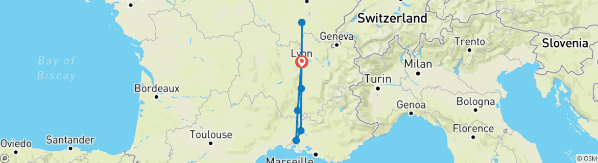 Image d'une carte montrant l'itinéraire du circuit