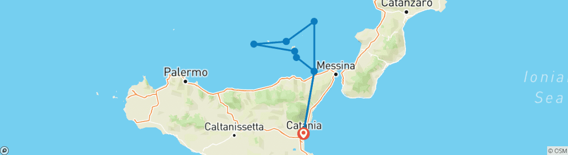 Foto van een kaart met de route van de rondreis