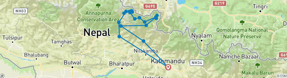 Image d'une carte montrant l'itinéraire du circuit