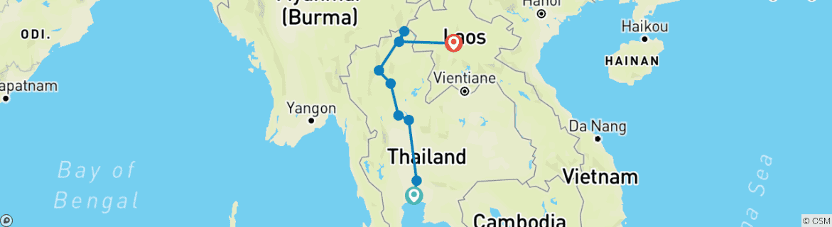 Karte mit der Reiseroute