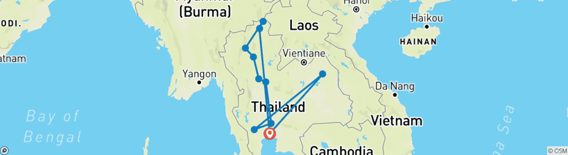 Karte mit der Reiseroute