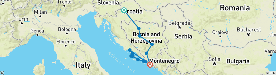 Foto van een kaart met de route van de rondreis