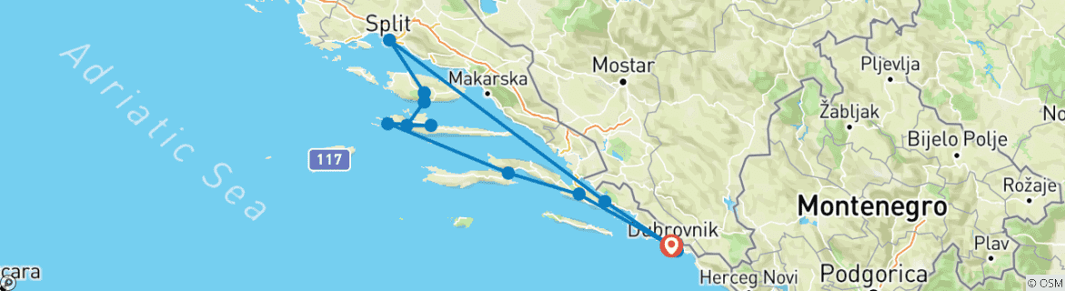 Karte mit der Reiseroute