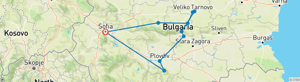 Image d'une carte montrant l'itinéraire du circuit