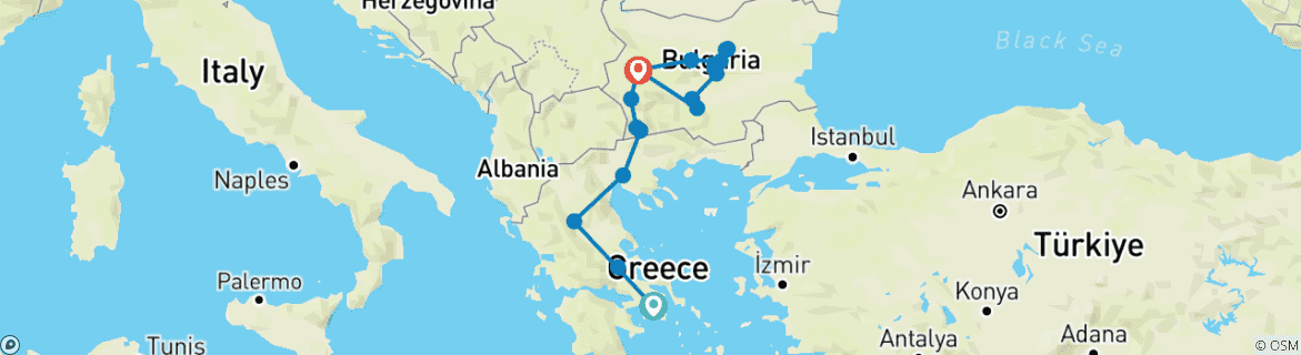 Image d'une carte montrant l'itinéraire du circuit