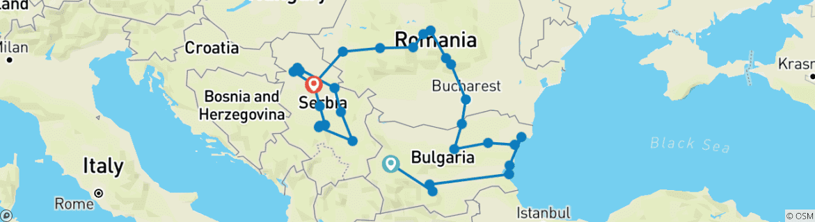 Image d'une carte montrant l'itinéraire du circuit