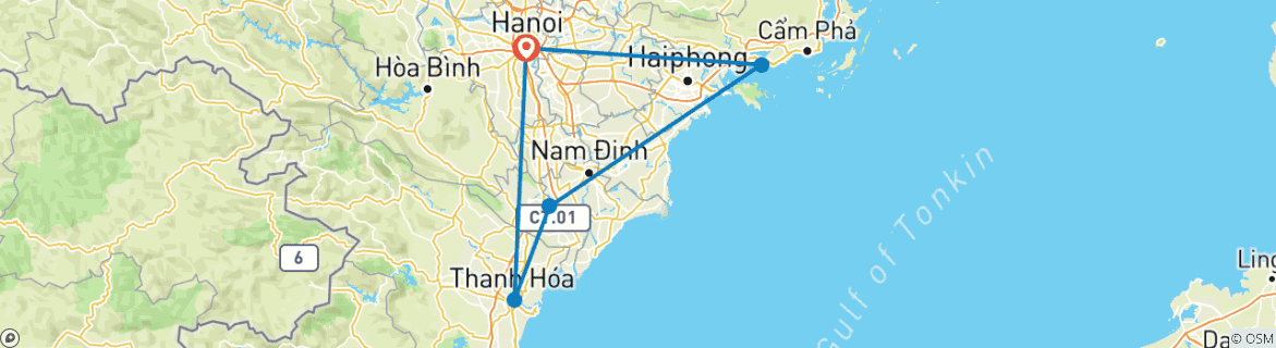 Foto van een kaart met de route van de rondreis