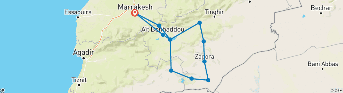 Foto van een kaart met de route van de rondreis