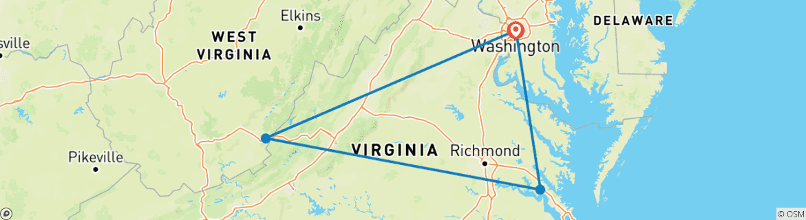 Image d'une carte montrant l'itinéraire du circuit