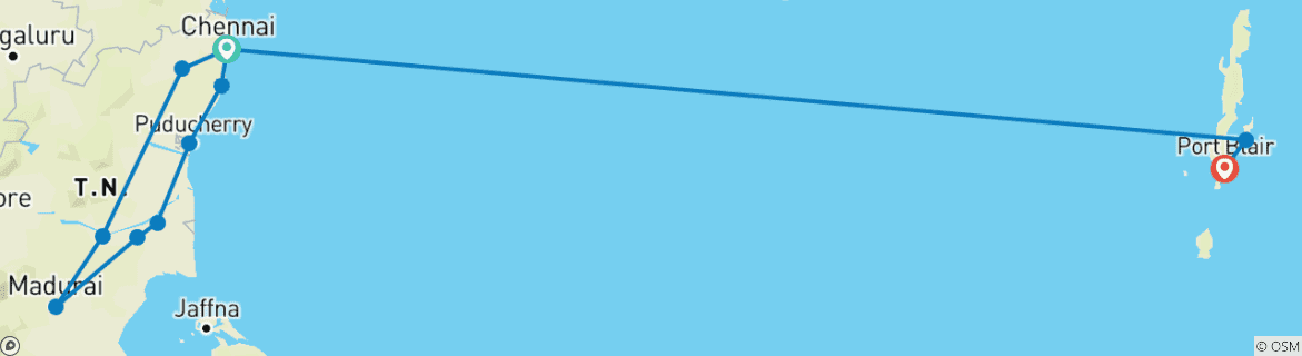 Karte mit der Reiseroute