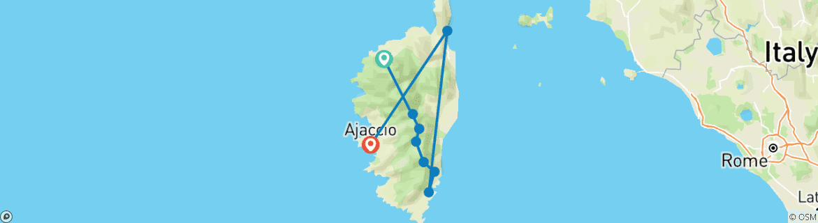 Foto van een kaart met de route van de rondreis