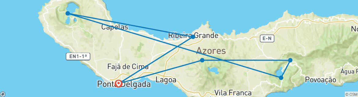 Image d'une carte montrant l'itinéraire du circuit