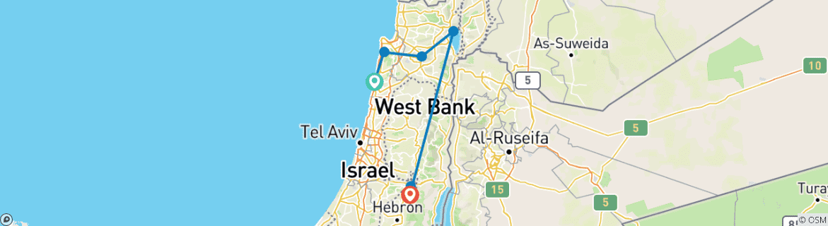 Foto van een kaart met de route van de rondreis