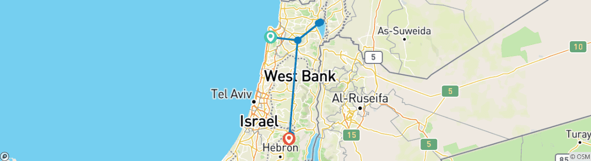 Foto van een kaart met de route van de rondreis