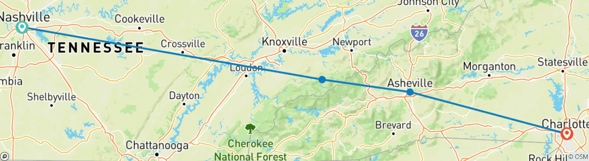 Image d'une carte montrant l'itinéraire du circuit