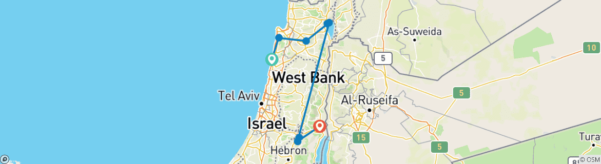 Foto van een kaart met de route van de rondreis