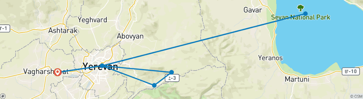 Karte mit der Reiseroute