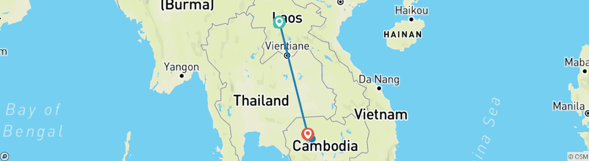 Foto van een kaart met de route van de rondreis