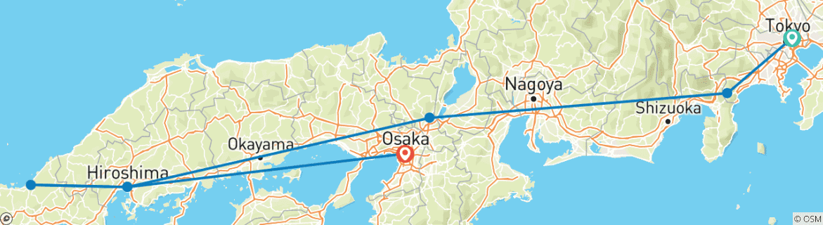 Foto van een kaart met de route van de rondreis