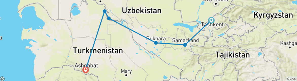 Image d'une carte montrant l'itinéraire du circuit