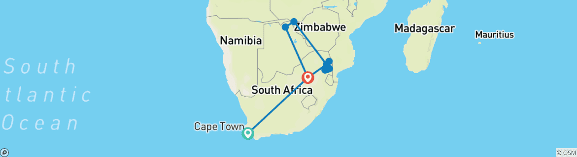 Image d'une carte montrant l'itinéraire du circuit