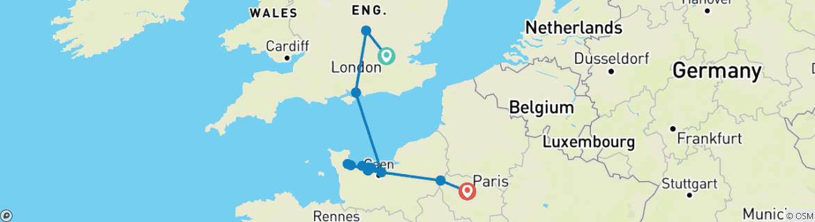 Image d'une carte montrant l'itinéraire du circuit