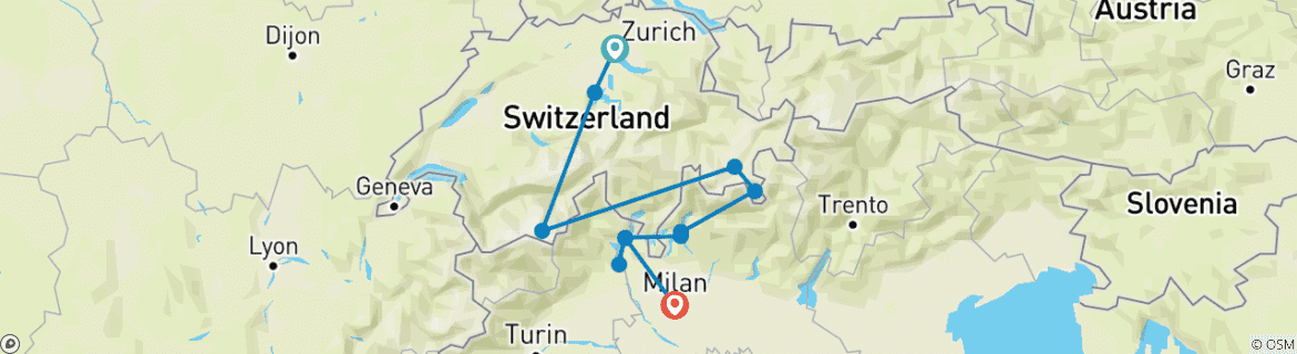 Foto van een kaart met de route van de rondreis