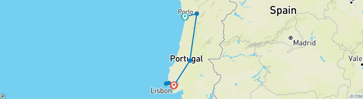 Foto van een kaart met de route van de rondreis