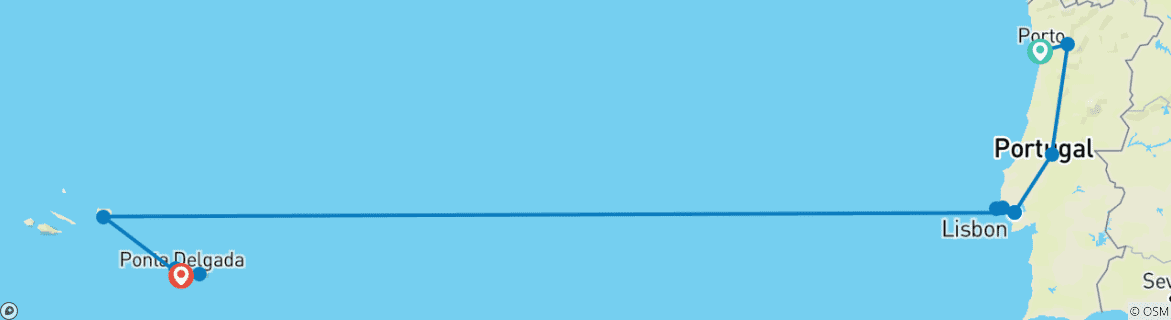 Carte du circuit Signature : Portugal et les Açores National Geographic Journeys