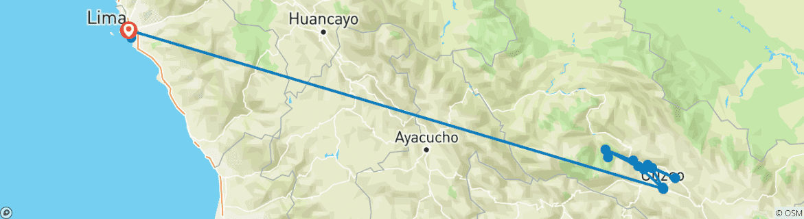 Foto van een kaart met de route van de rondreis