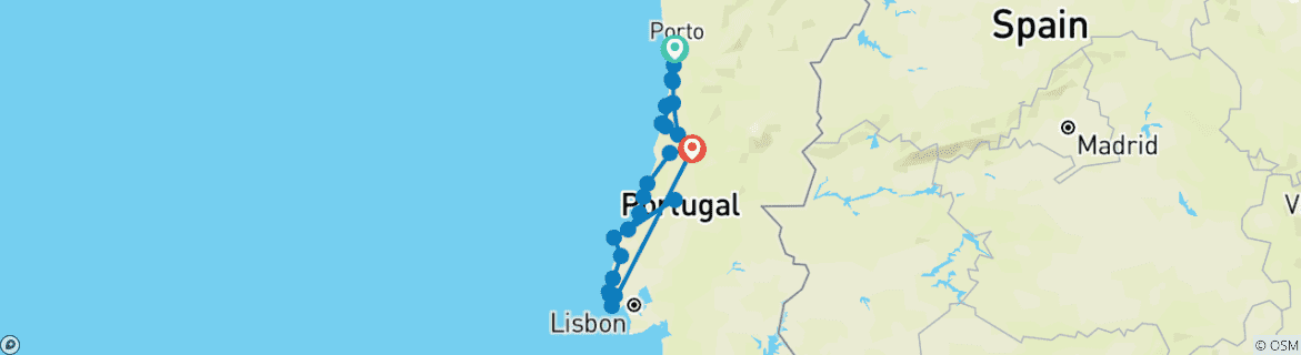 Karte mit der Reiseroute