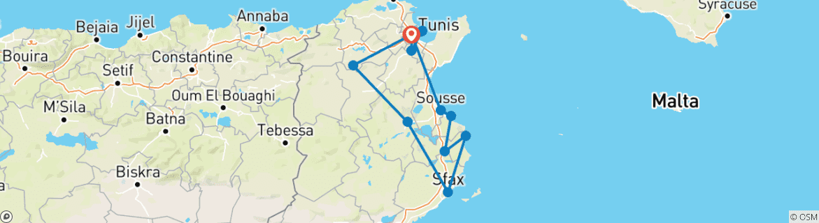 Carte du circuit Côte tunisienne, ancienne Carthage et Eclipse (Reverse 30jul27)