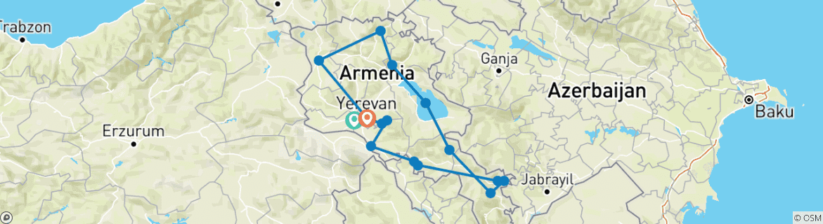 Foto van een kaart met de route van de rondreis