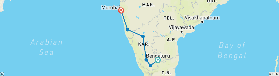 Image d'une carte montrant l'itinéraire du circuit