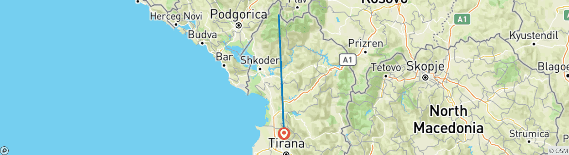 Karte mit der Reiseroute