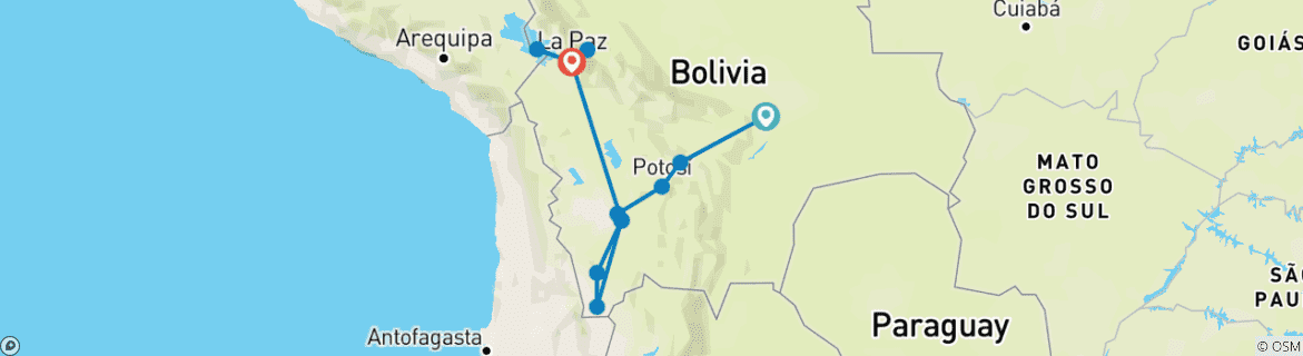 Image d'une carte montrant l'itinéraire du circuit