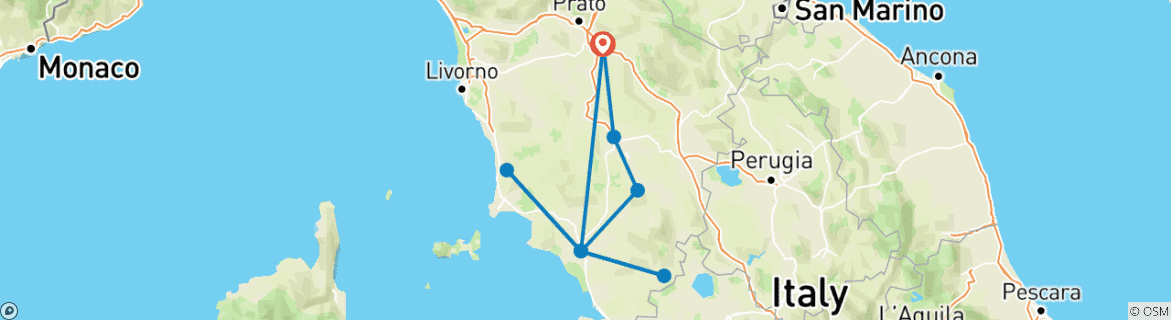 Carte du circuit La Toscane en rose : Une escapade féminine dans l'art, la mode et le bien-être