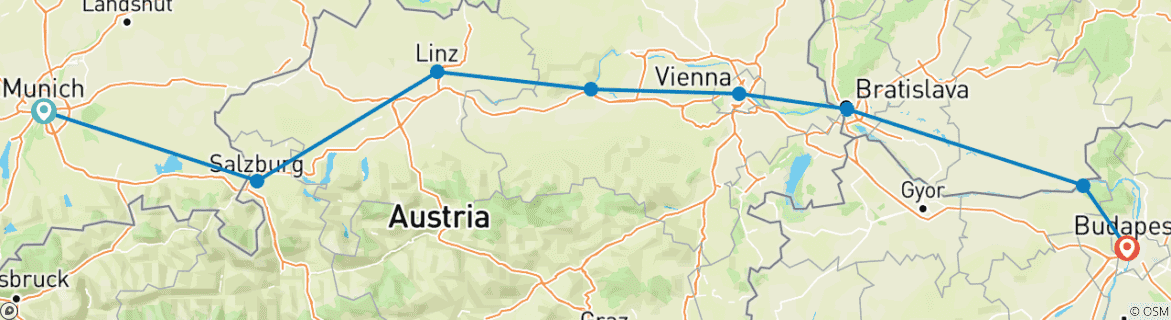 Foto van een kaart met de route van de rondreis