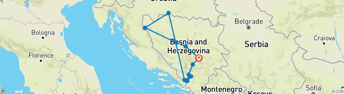 Image d'une carte montrant l'itinéraire du circuit