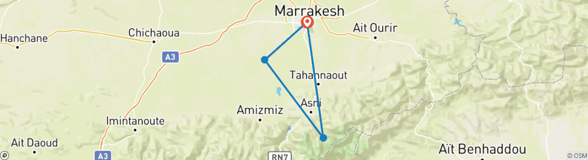 Karte mit der Reiseroute