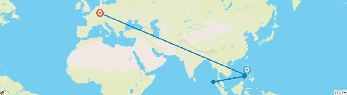 Karte mit der Reiseroute