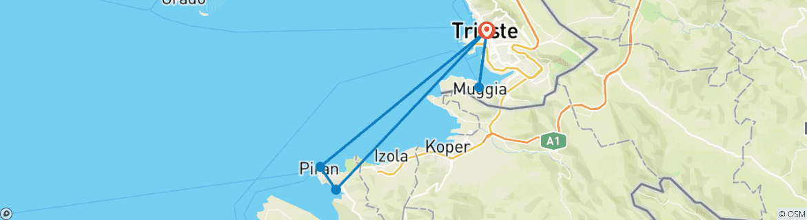 Foto van een kaart met de route van de rondreis