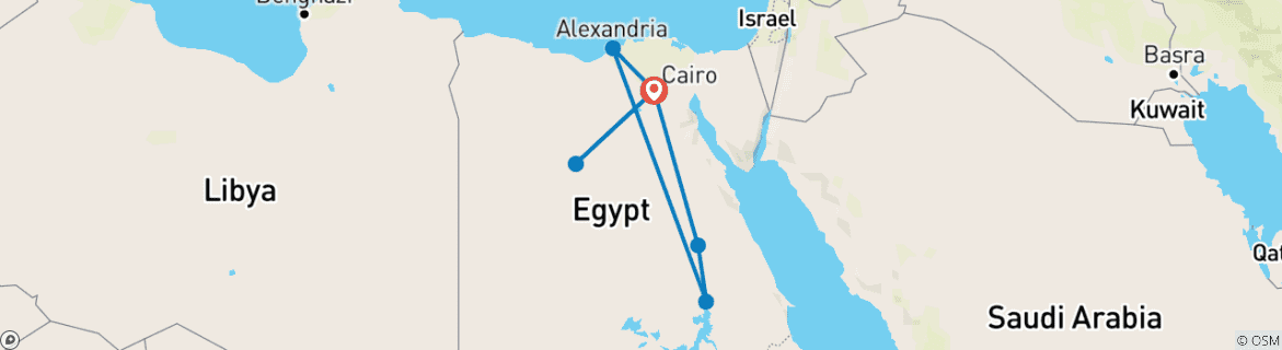 Foto van een kaart met de route van de rondreis